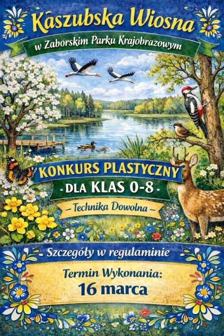 KONKURS PLASTYCZNY: „KASZUBSKA WIOSNA W ZABORSKIM PARKU KRAJOBRAZOWYM”